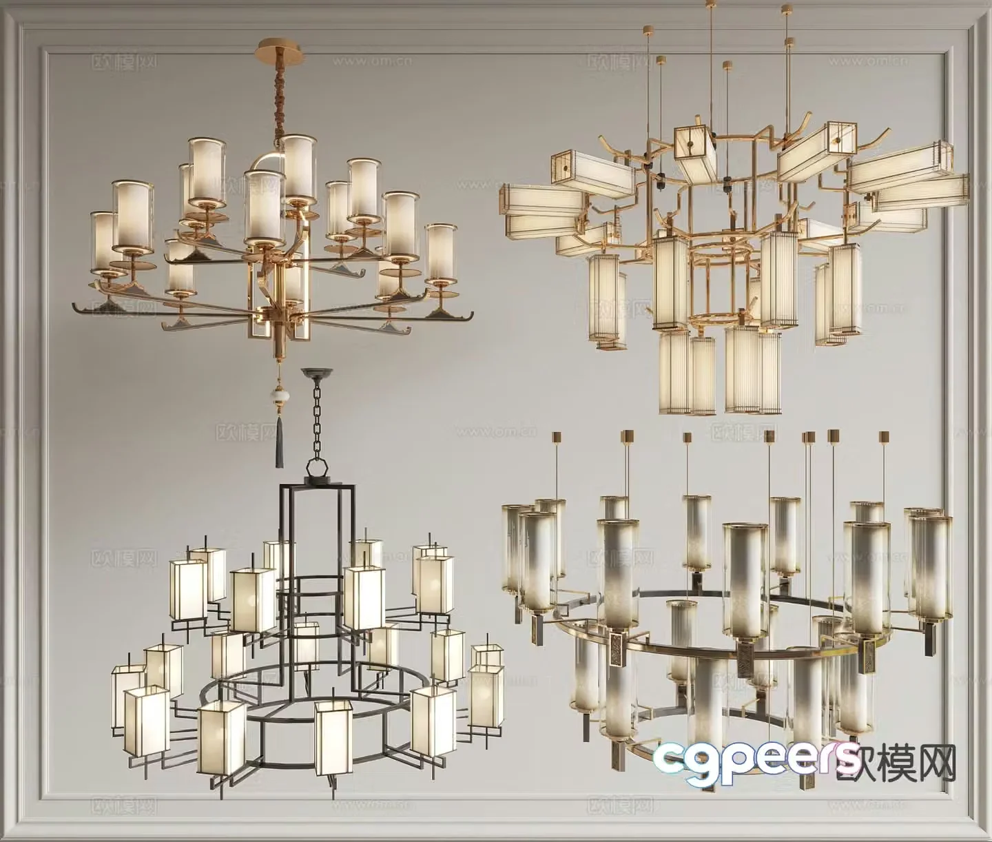 New Chinese style chandelier multi-head chandelier 3d model