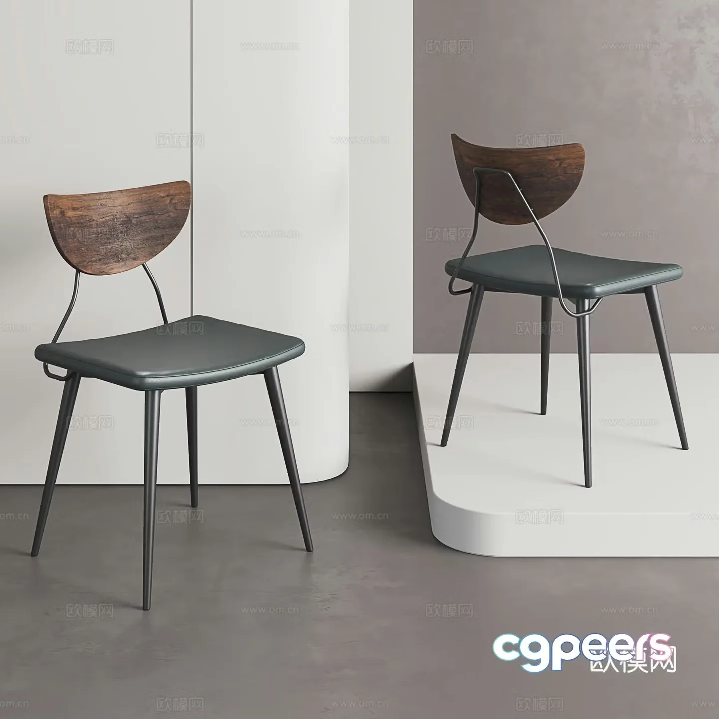 Retro dining chair leisure chair light luxury dining chair cafe chair internet celebrity backrest desk and chair 3D model
