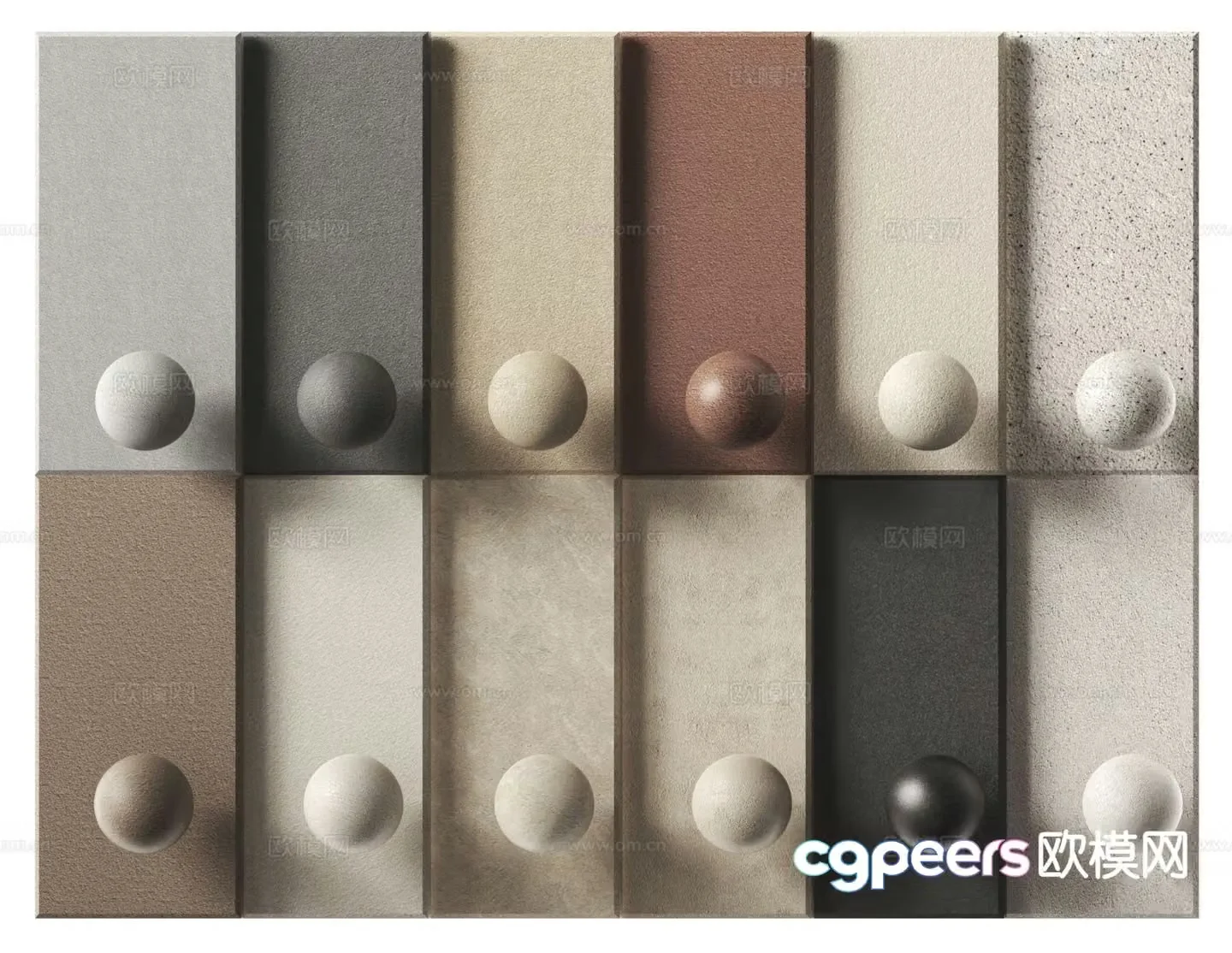 Modern micro-cement wall real stone paint 3D model