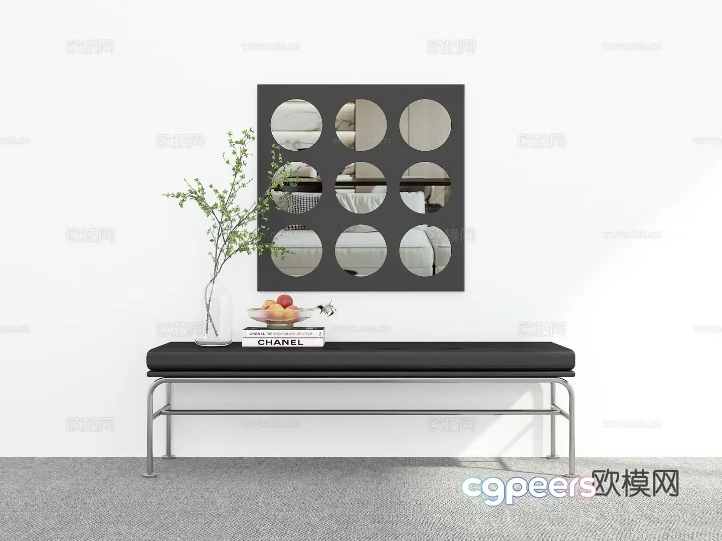Modern shoe changing stool bench bench 3d model