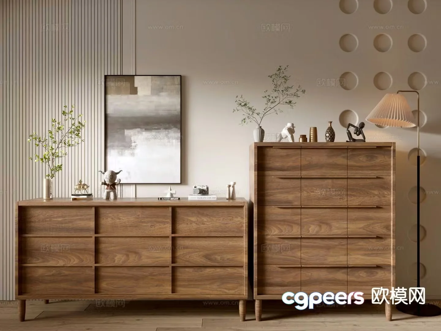 Wabi-sabi side cabinet entrance cabinet 3D model