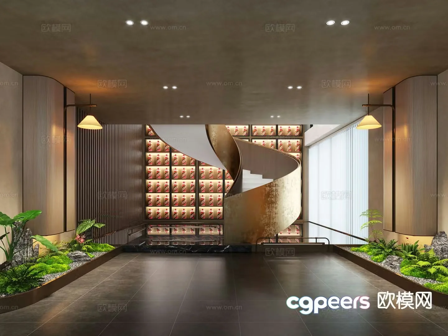 Spiral staircase staircase landscape indoor landscaping 3d model