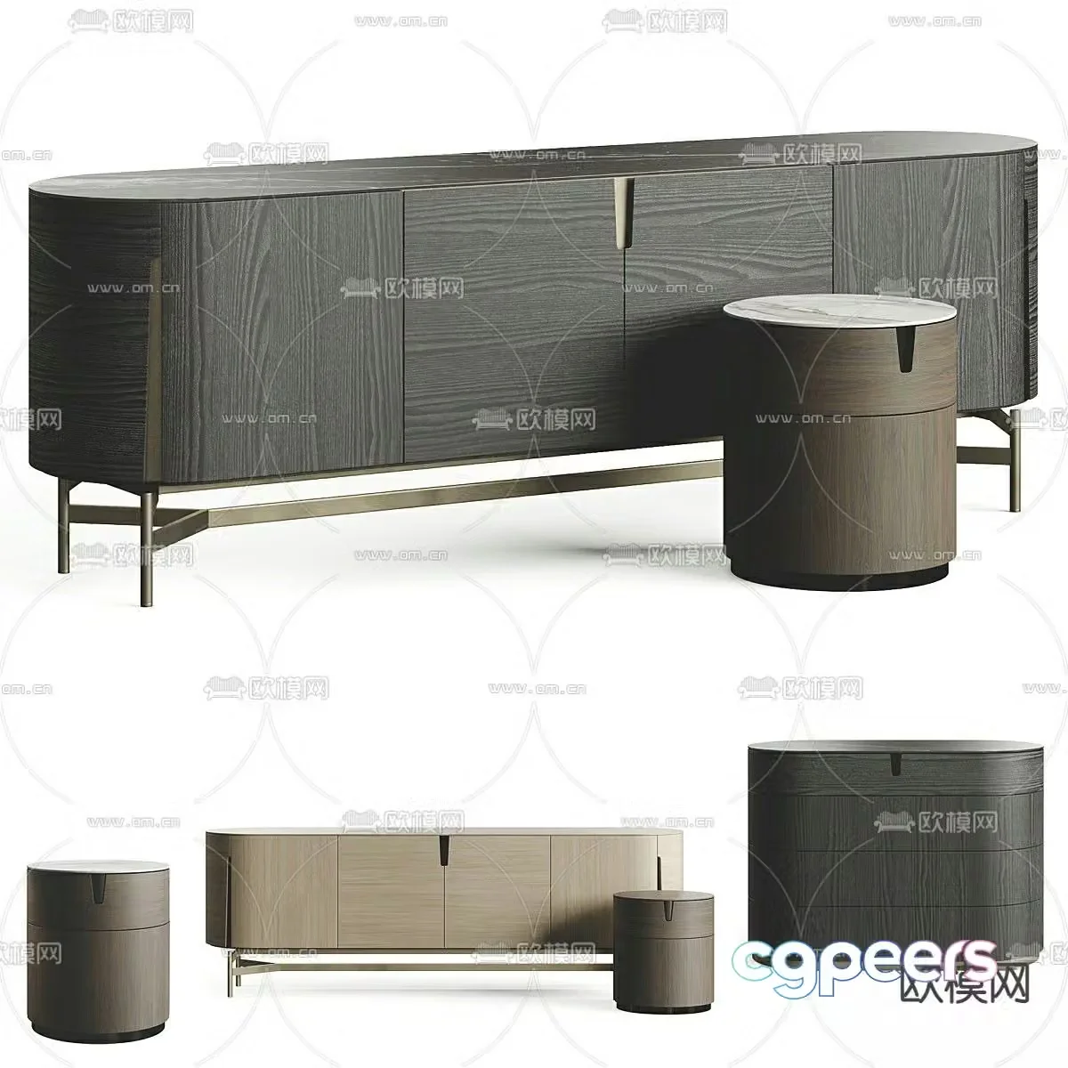 Porada Tylsa modern tv cabinet bedside table 3d model