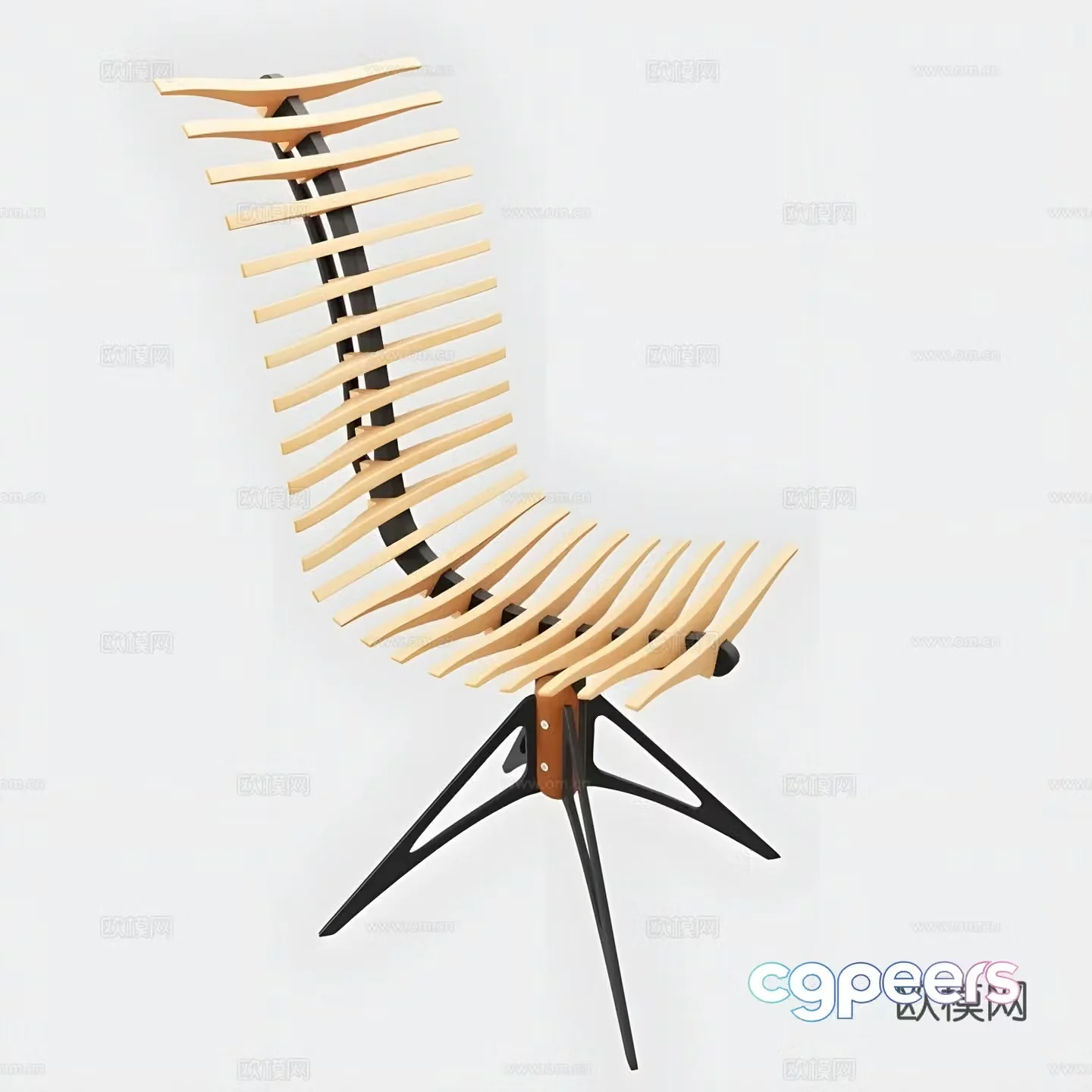 Wooden skeleton chair 3d model