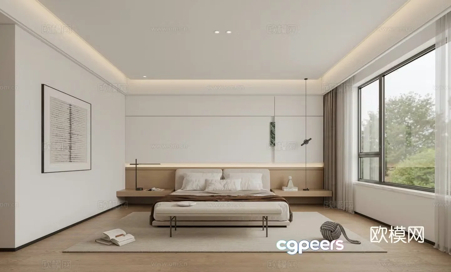 Modern log bedroom 3d model
