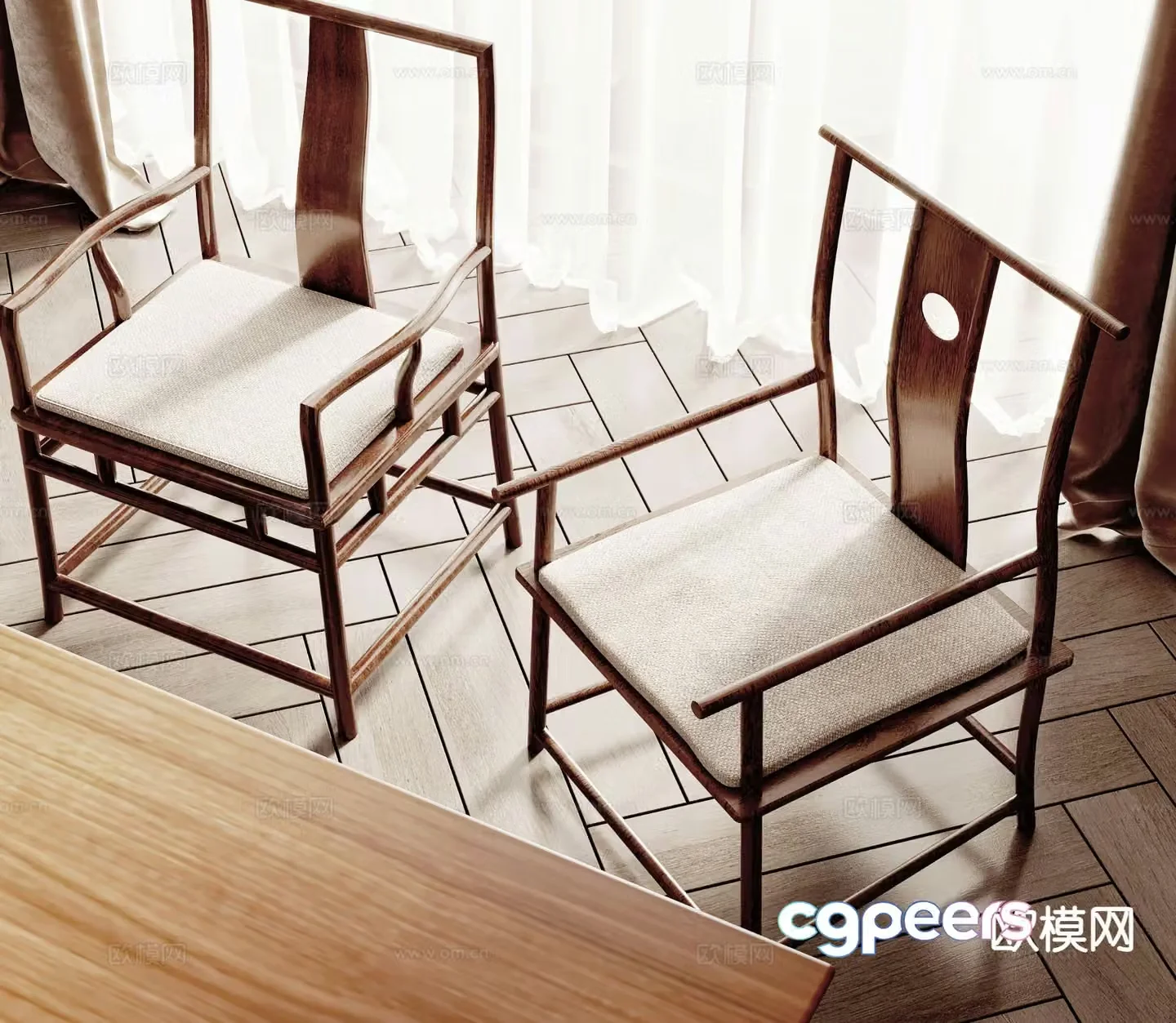 New Chinese style chair single chair armchair 3d model