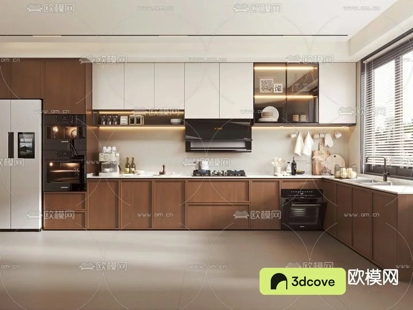 Middle style kitchen cabinet 3d model