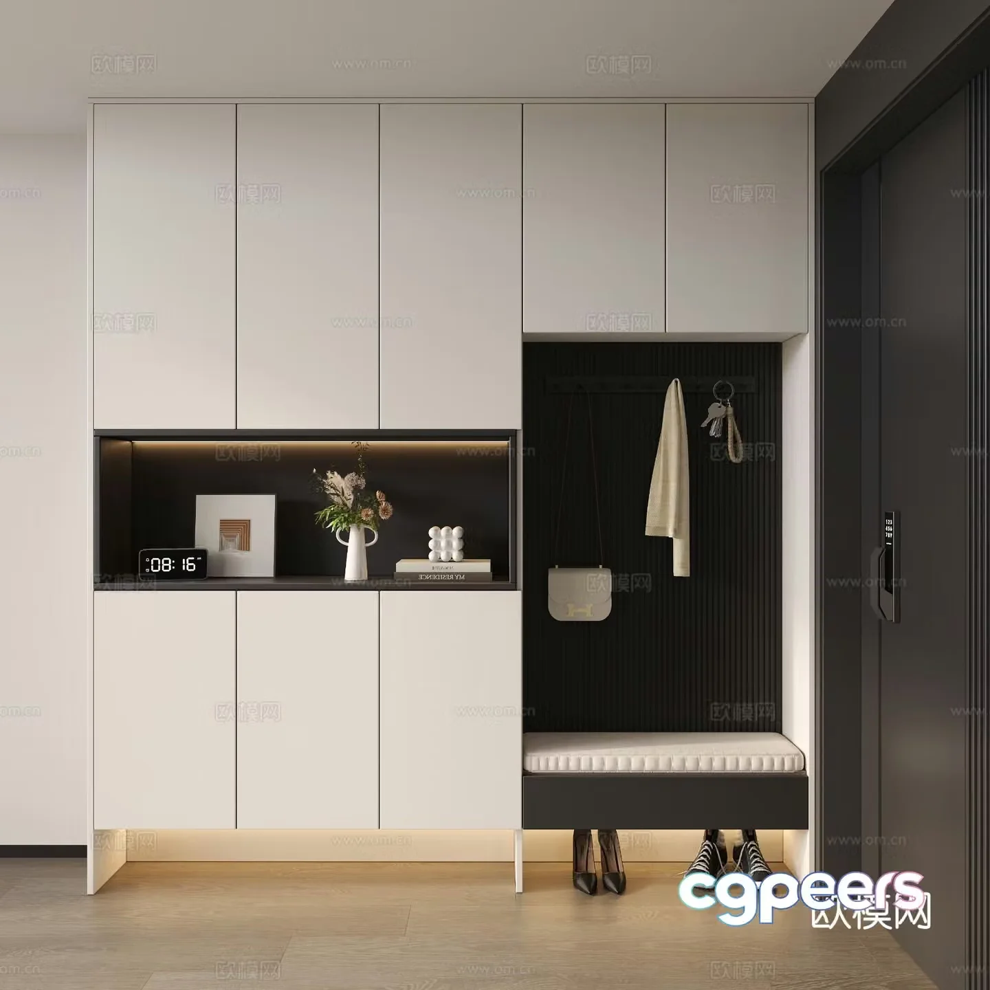 Modern entrance shoe cabinet 3d model
