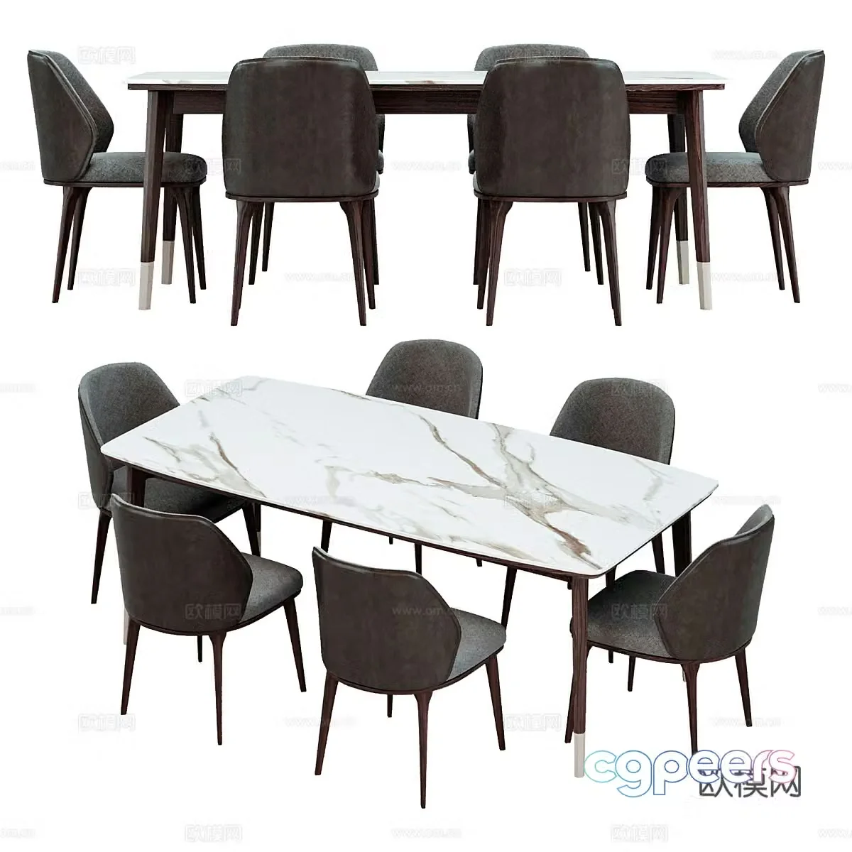 Modern Italian dining table and chair 3d model