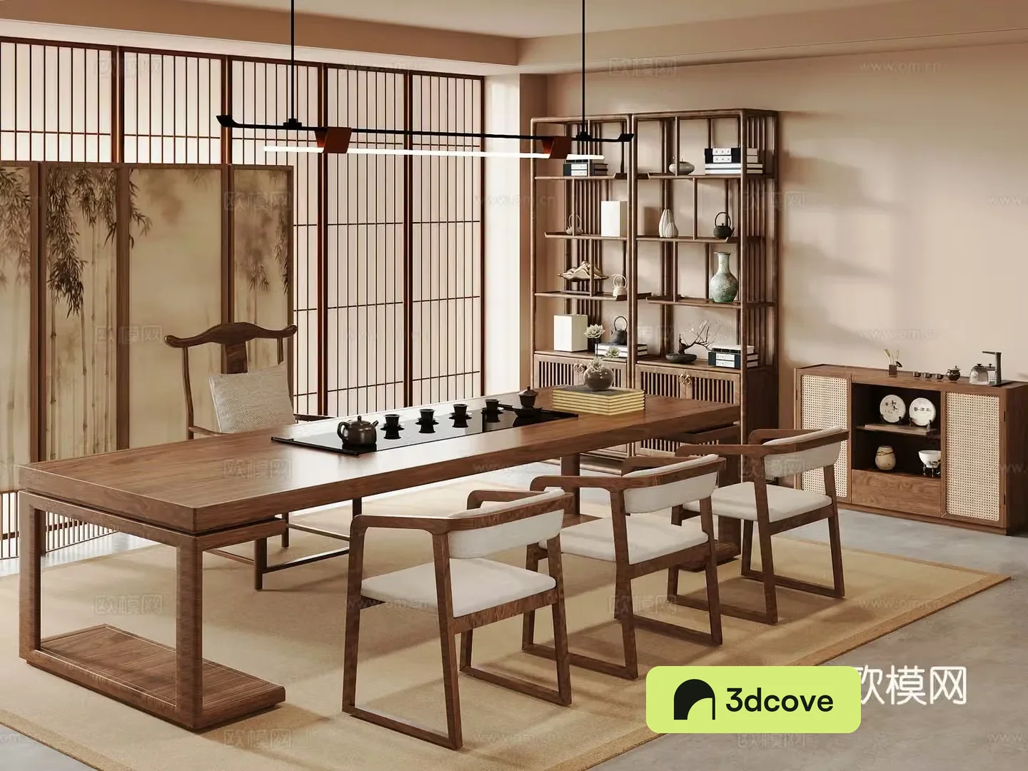 Middle-aged tea cabinet screen Bogu rack 3D model