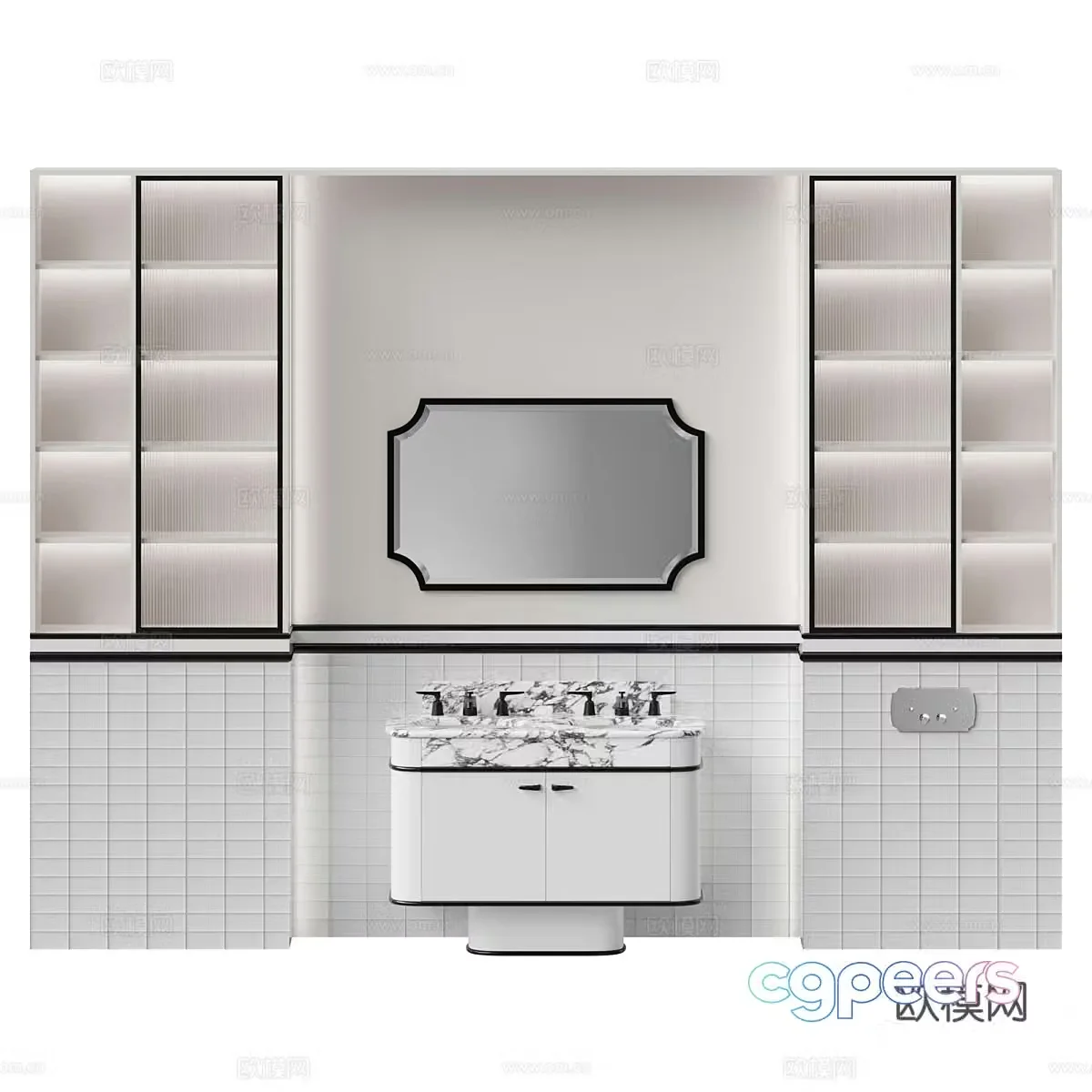 New Chinese style bathroom cabinet washbasin cabinet 3D model