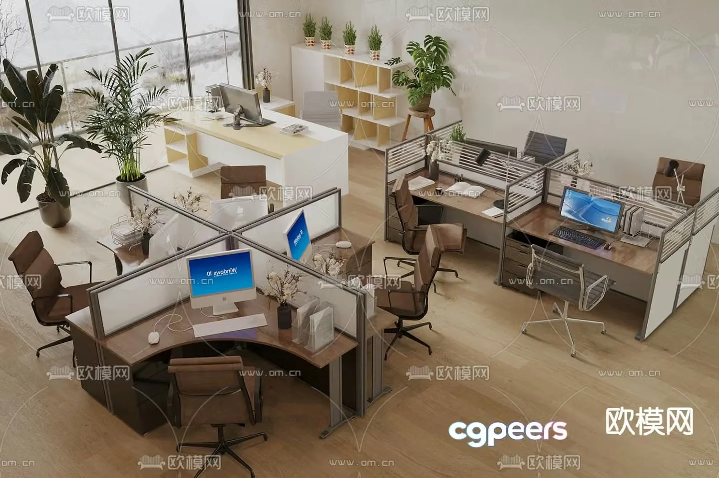 Card space desk work station post 3d model