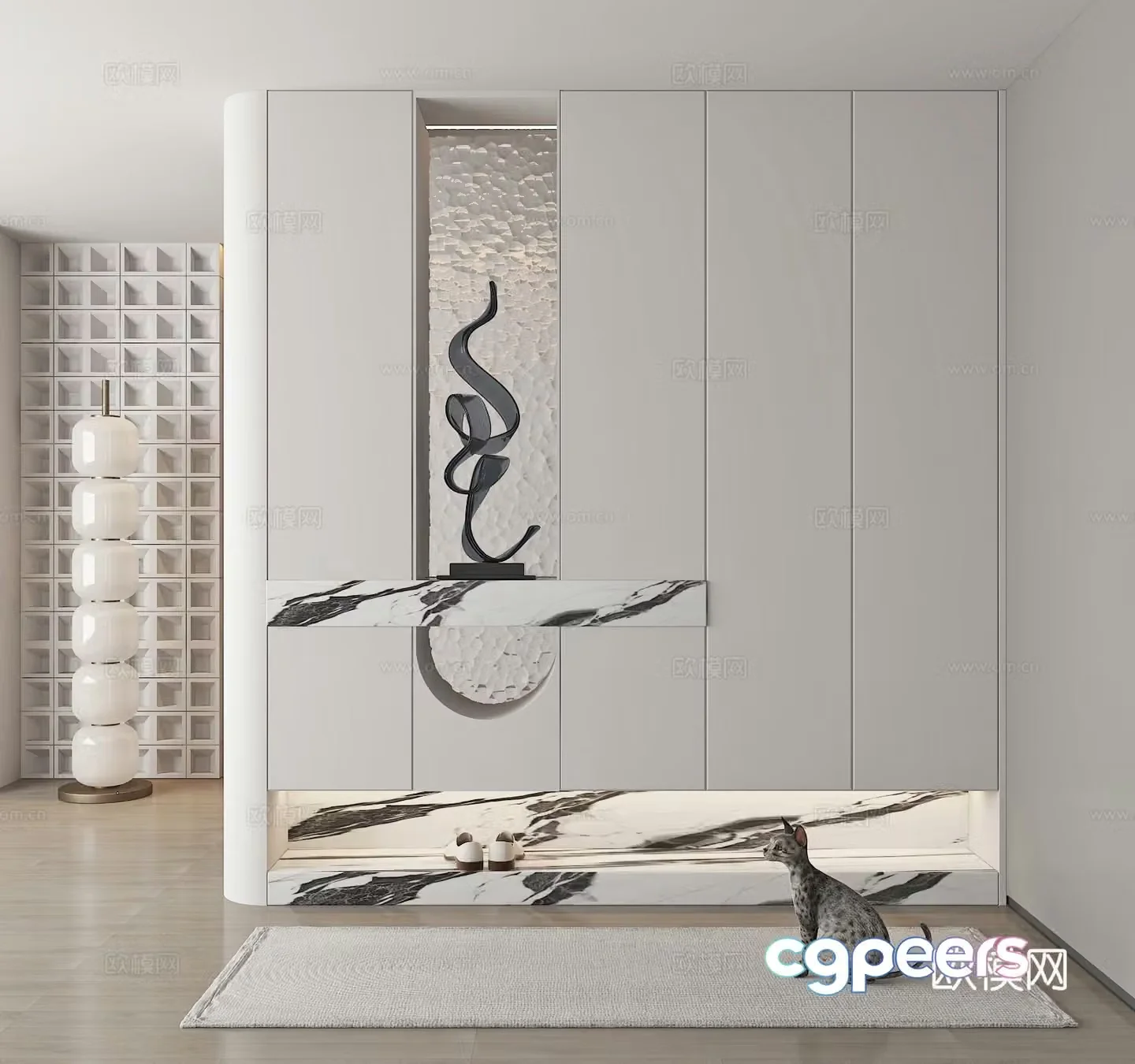 Modern porch cabinet shoe cabinet partition shoe cabinet 3d model