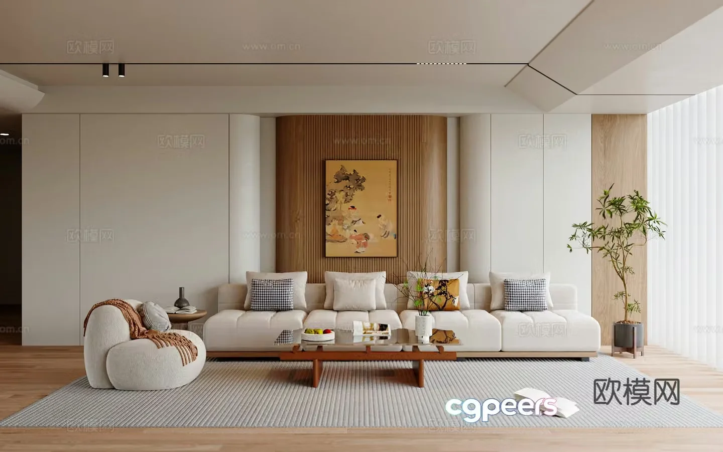 Middle-aged home living room 3D model