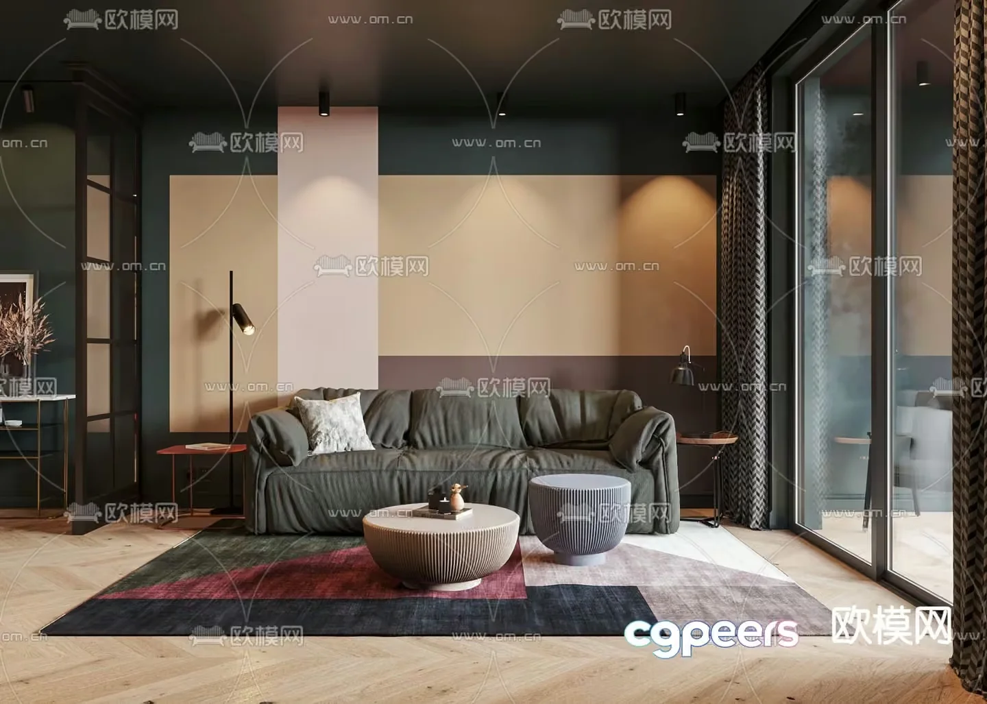 Modern Living Room 3D Model – 12416 – VRAY Render