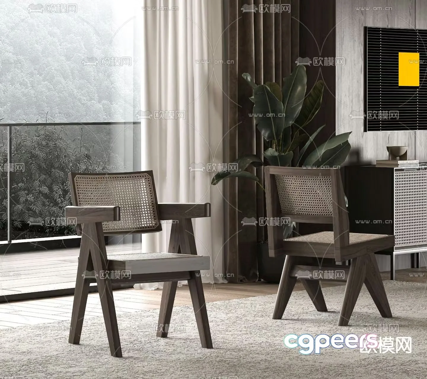 rattan chair dining chair 3d model