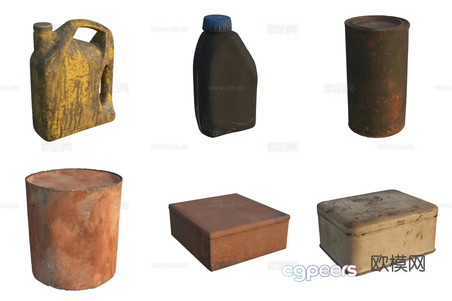 Storage iron box plastic bucket iron barrel 3d model