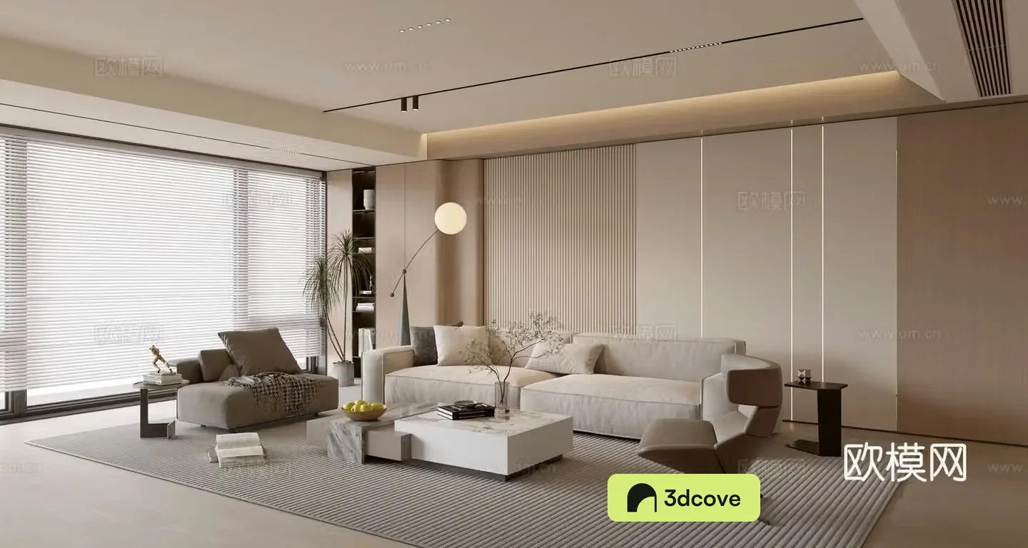 Modern creamy living room light luxury TV background wall combination coffee table sofa background wall