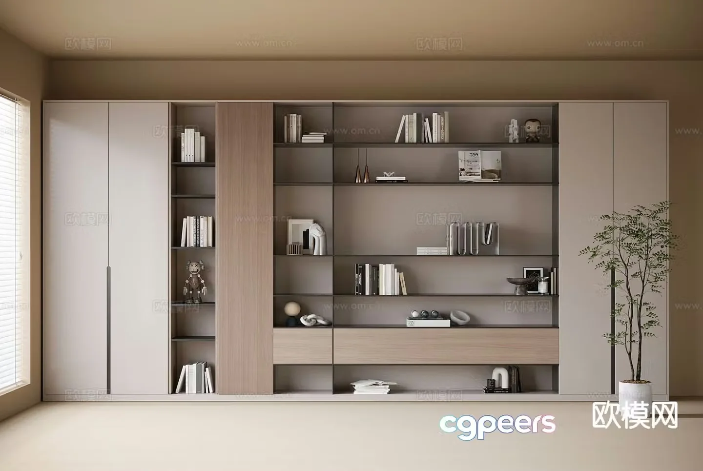 Modern bookcase bookshelf 3d model