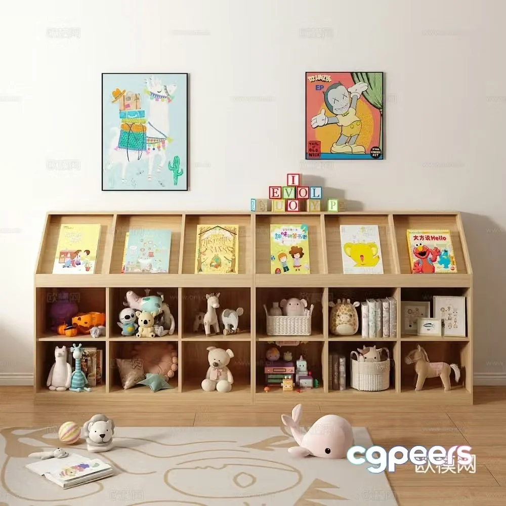 Children’s bookcase shelf 3D model