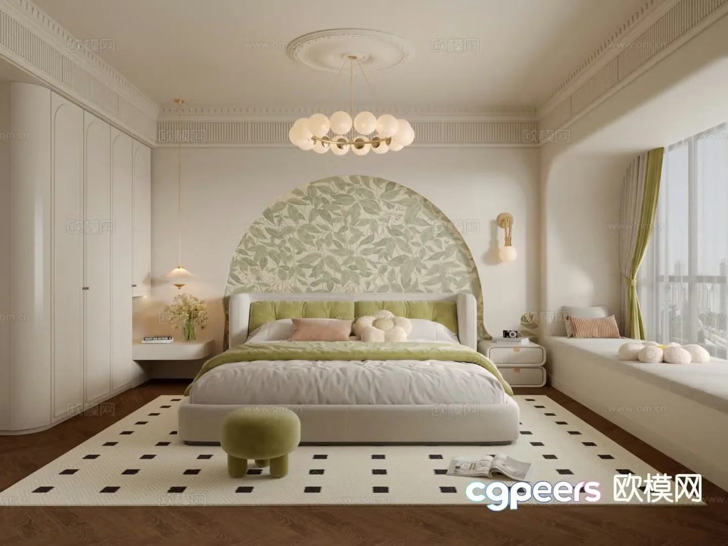 French cream style bedroom master bedroom 3d model