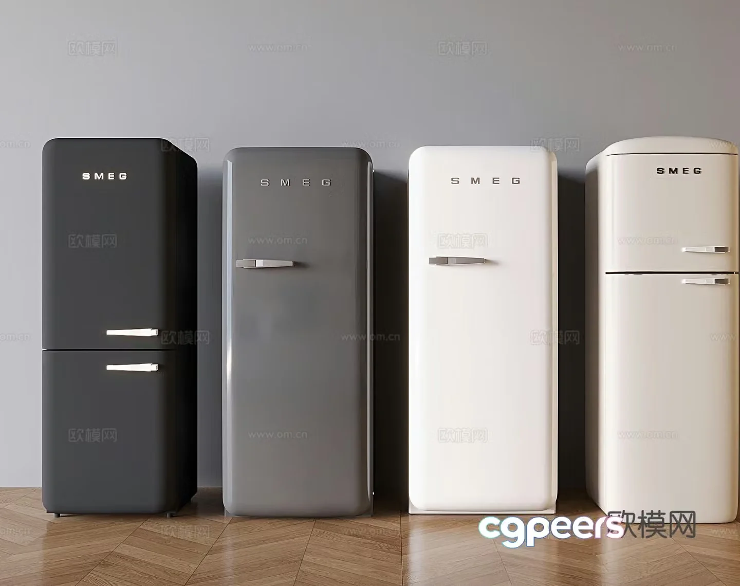 French retro refrigerator single door refrigerator smart refrigerator 3d model