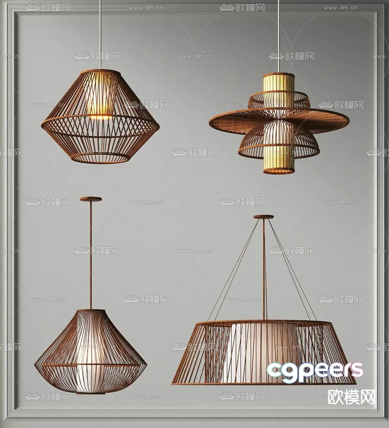 Wabi-sabi chandelier woven chandelier 3d model