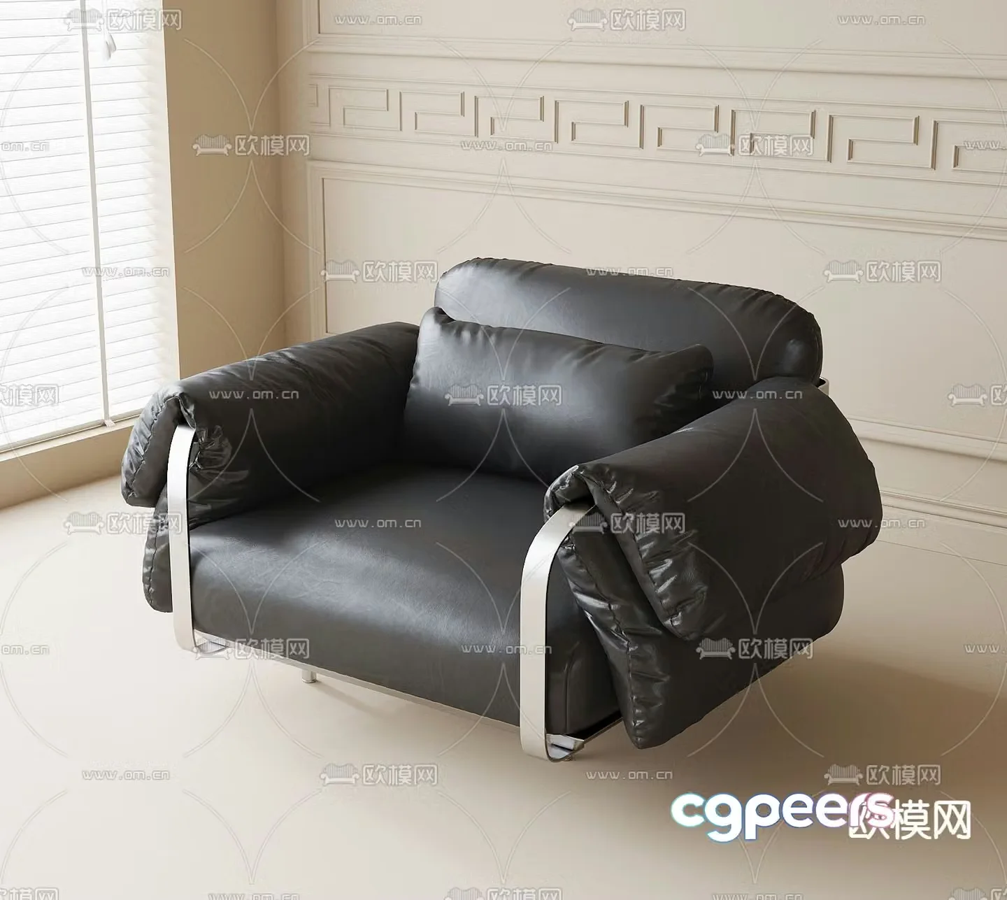 Leather sofa single sofa 3d model