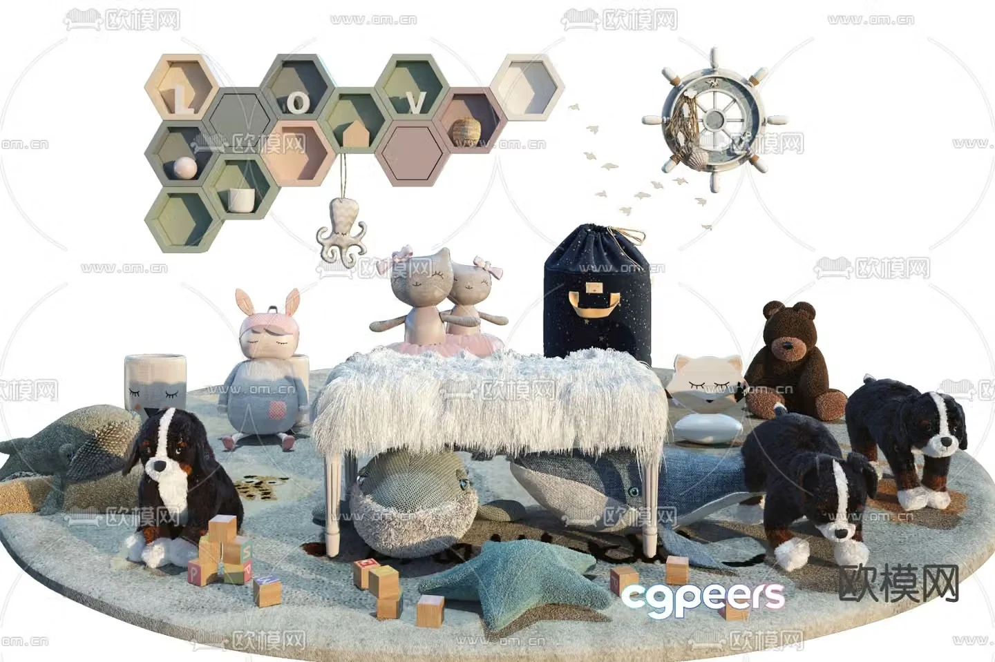 Modern children’s plush toy 3d model