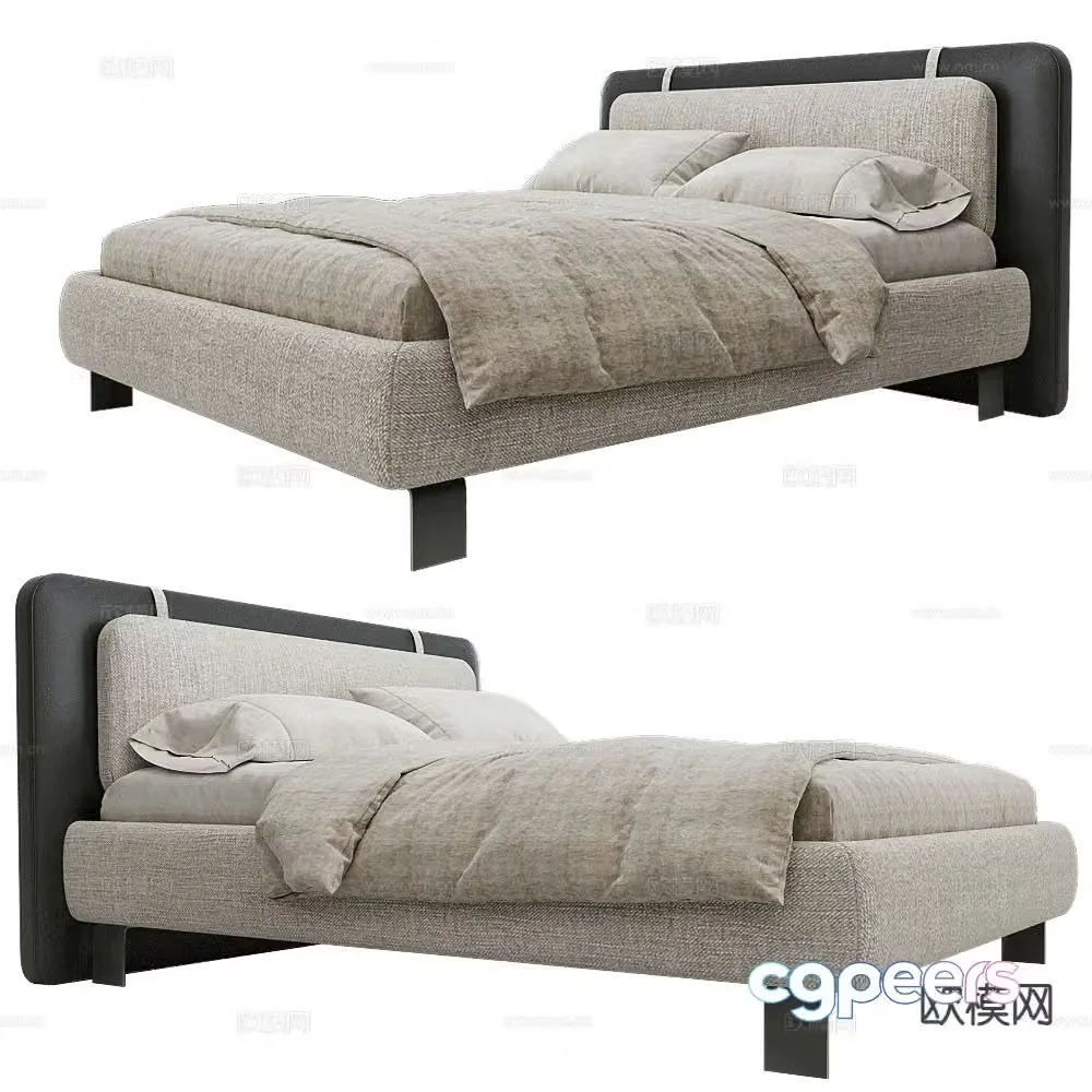 Partisan double bed 3d model