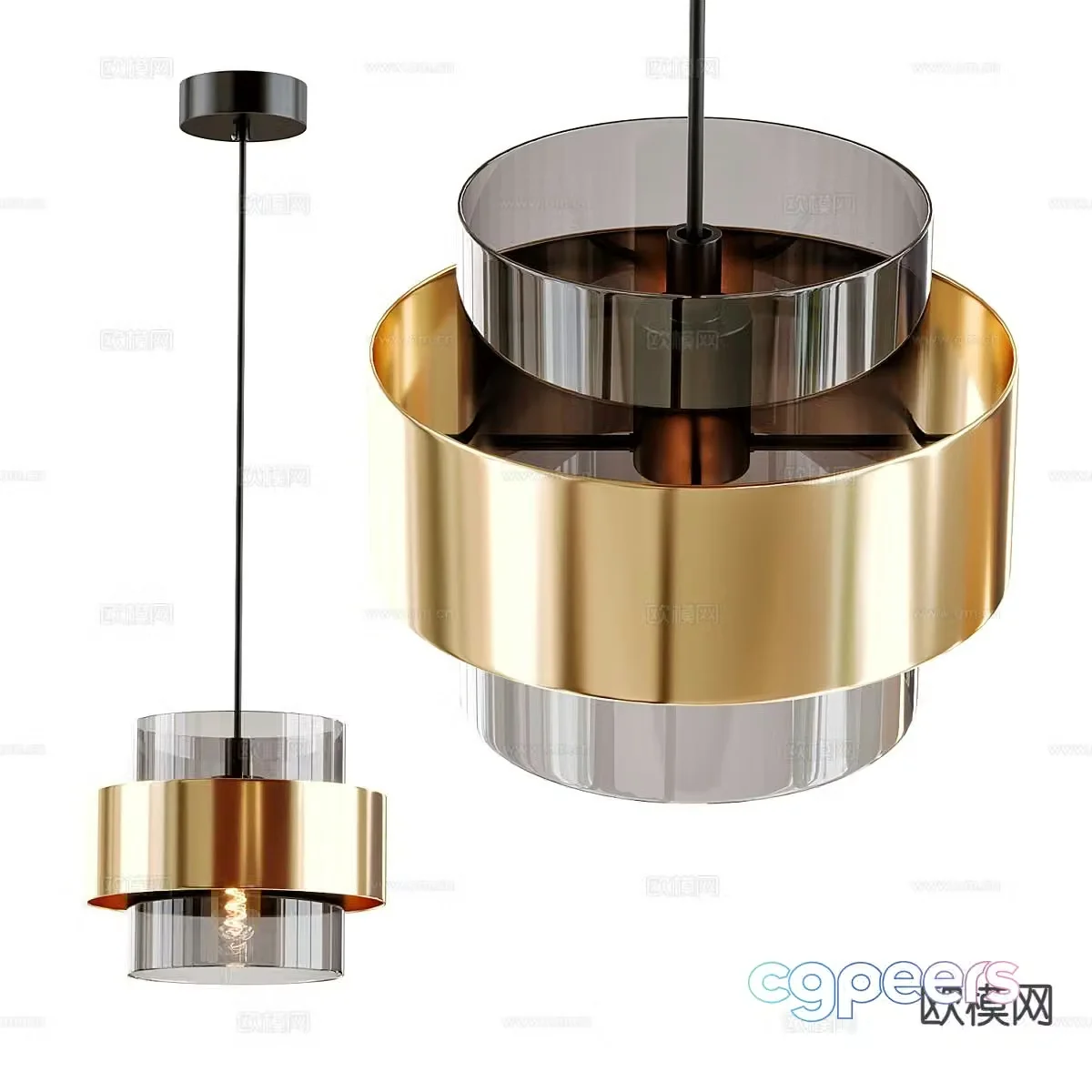 Light luxury glass chandelier 3d model