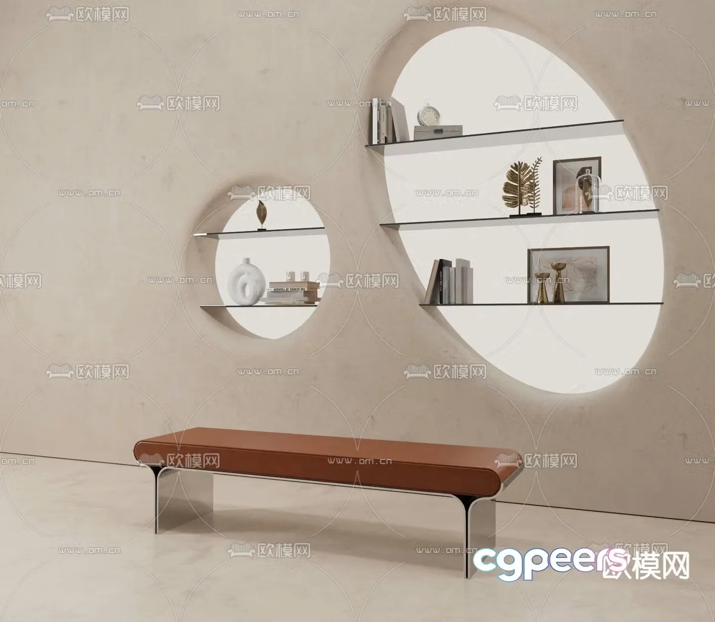 Light luxury bench stool 3d model