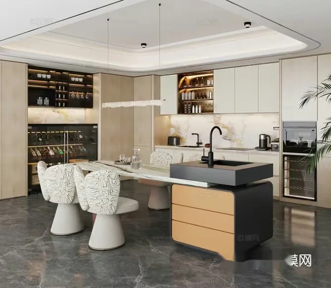 Modern Kitchen 3D Model – 8238 – CORONA Render