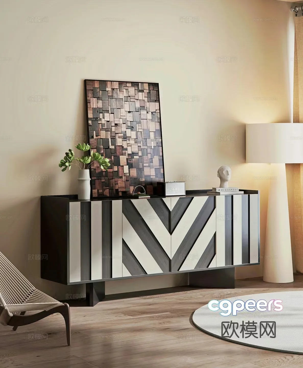 Modern entryway cabinet 3d model
