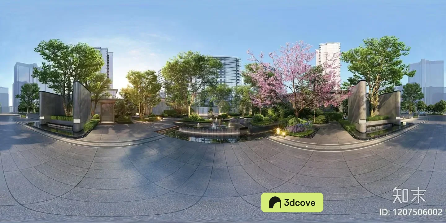 A 3D Rendering Of A Modern Cityscape With Trees And Buildings