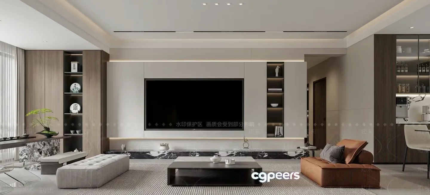 Modern Living Room 3D Model – 15205 – VRAY Render