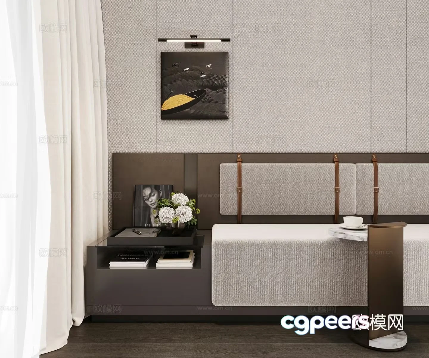 Flower art hanging painting books notebook belt sofa booth hanging painting lamp corner table side table 3d model