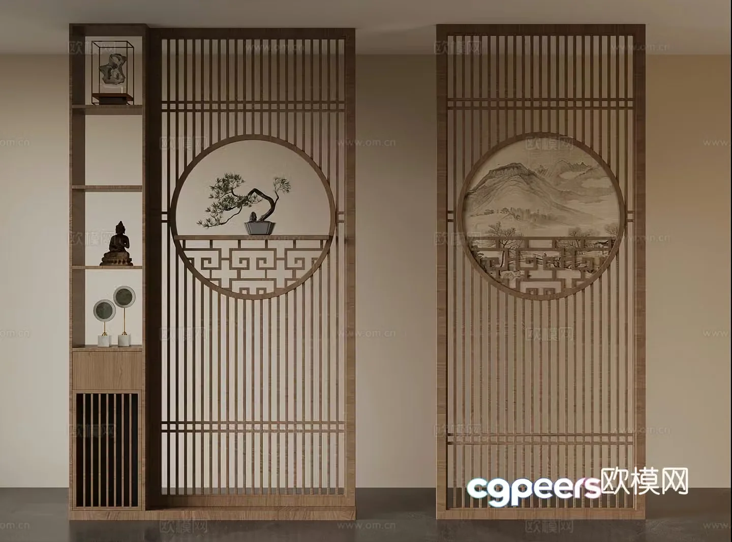 12 new Chinese style lattice partition 3d model