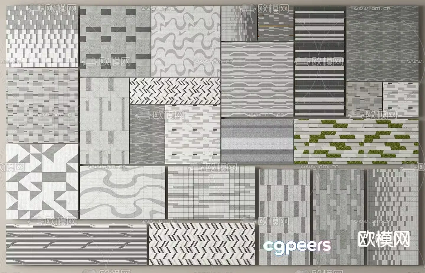 Ground paving Square paving Landscape paving 3D model