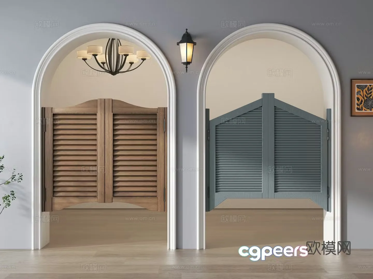 Mediterranean pastoral style denim door half waist door courtyard door fence door other door American half 3D model
