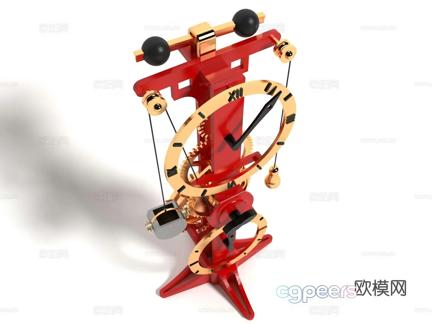 Modern style mechanical clock 3d model