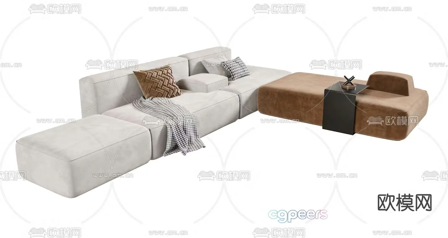 Molteni&C modern contrast fabric corner sectional sofa 3d model