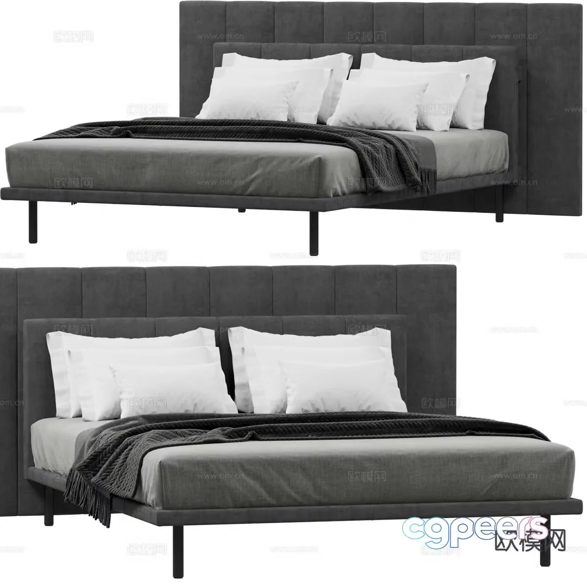 Modern double bed 3d model