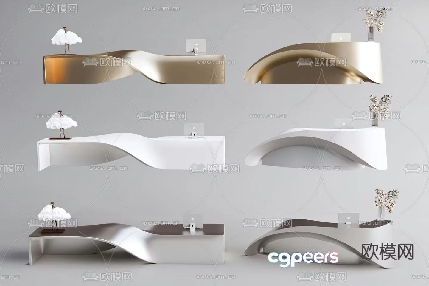 Modern special-shaped front desk 3d model