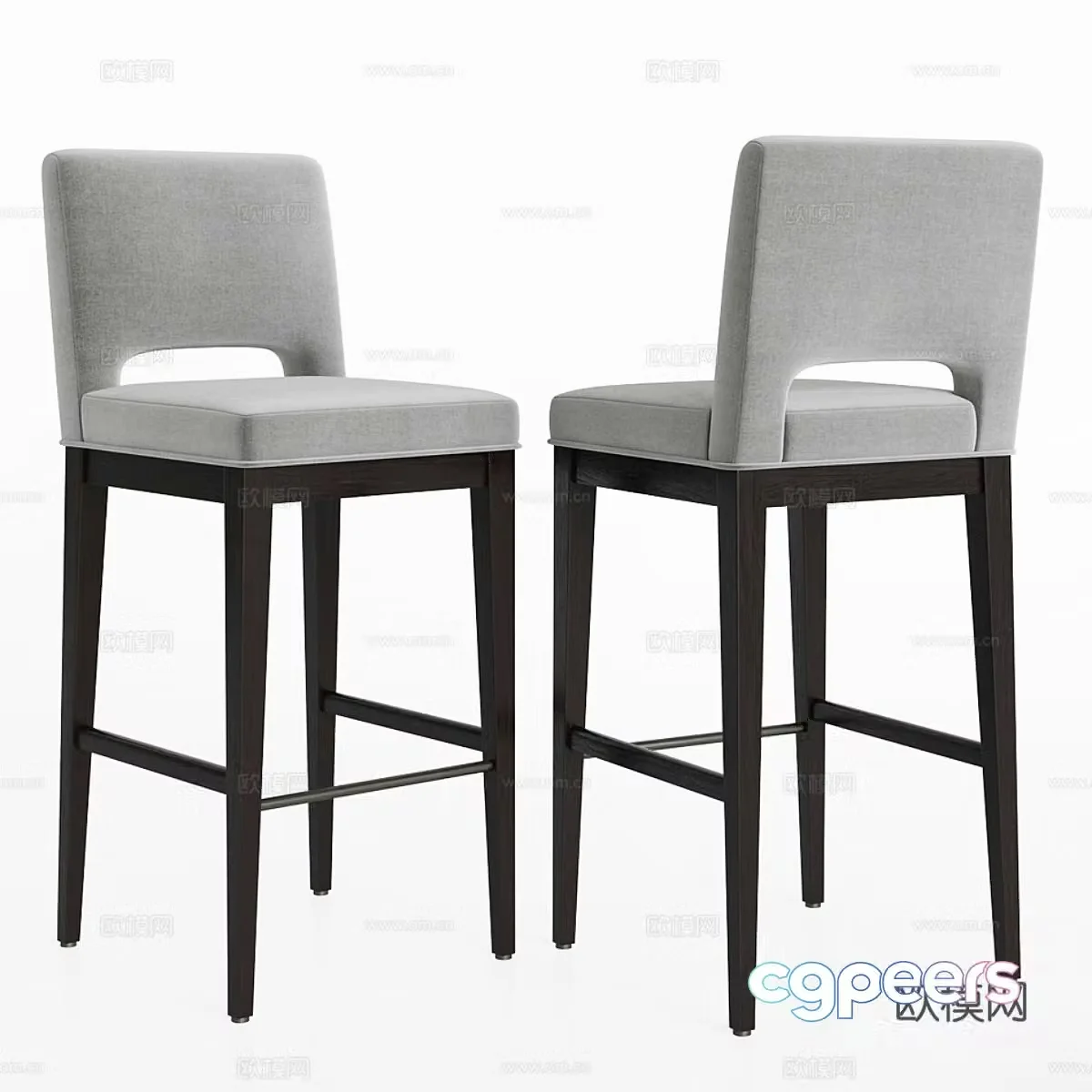 New Chinese -style fabric bar desk chair 3D model