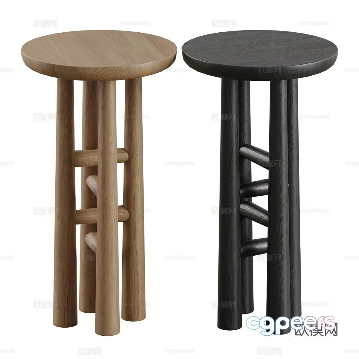 New Chinese style Wasabi Star fruit bar chair 3D model