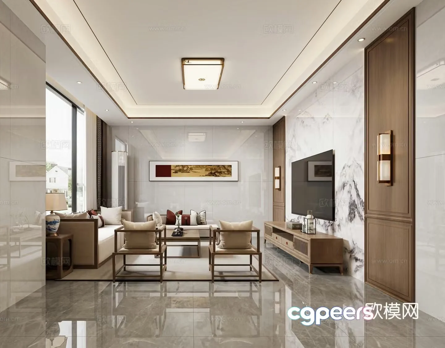 New Chinese style living room 3d model
