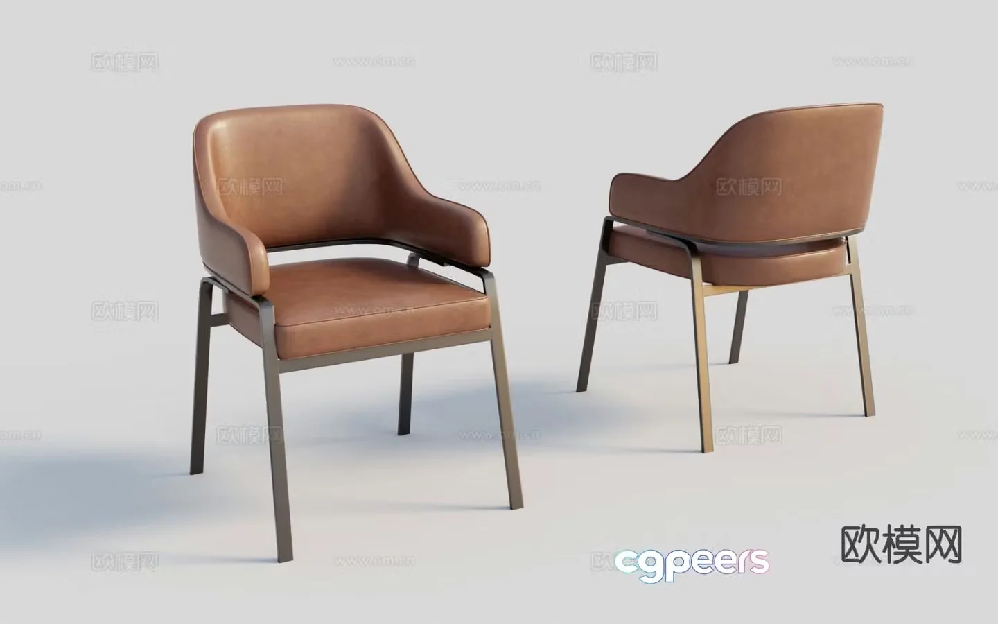 Modern leather chair dining chair 3d model