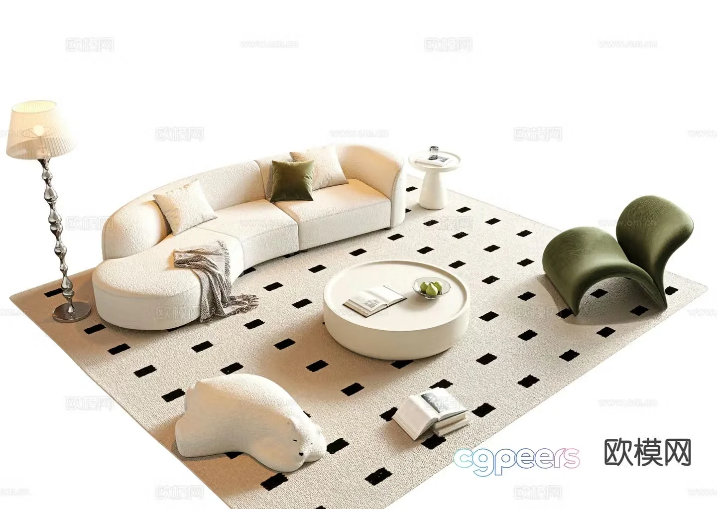 Cream style modular sofa 3d model