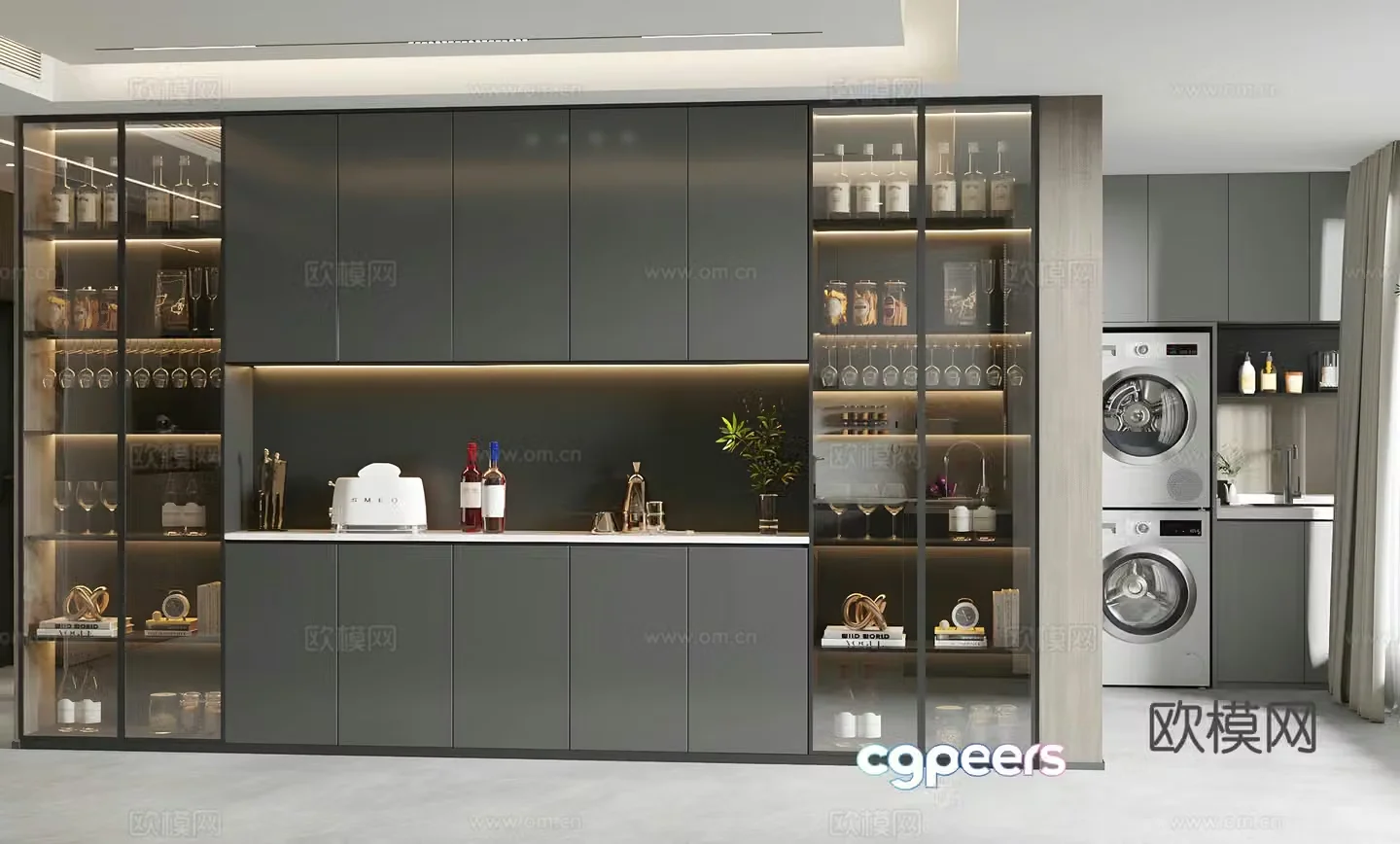 Modern sideboard light luxury Italian sideboard wine sideboard finished sideboard glass sideboard 3D model